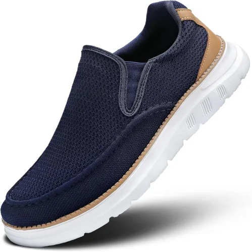 Vista 13 de Zapatos náuticos para hombre, mocasines casuales sin cordones para caminar, zapatillas de vestir de malla, Oxford de negocios para trabajo, suela