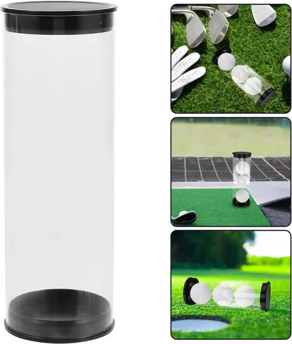 Vista 9 de CLISPEED Tubo de almacenamiento de pelotas de golf, paquete de 2 soportes de plástico transparente para pelotas de golf con tapas, vitrina