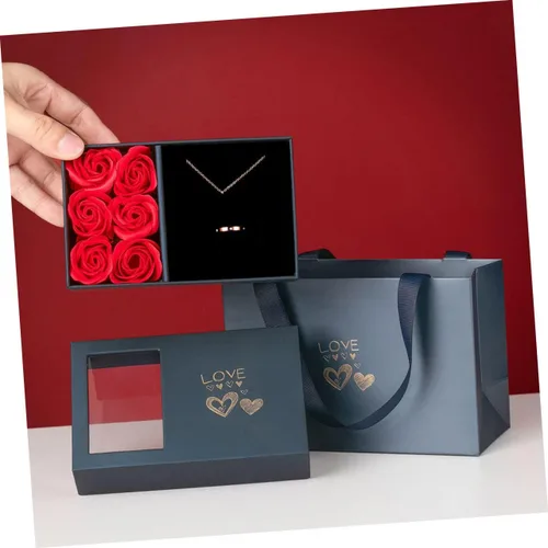 Vista 9 de LIFKOME Caja de embalaje de 3 juegos de caja de joyería anillo de rosa eterna para sus bolsas de regalo de joyería vintage joyería de flores bolsa