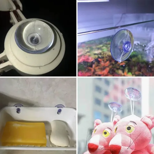 Vista 6 de Paquete de 20 ventosas para ventosas de plástico de vidrio, ventosas de plástico transparente de PVC con ganchos para mesa de vidrio, almohadilla