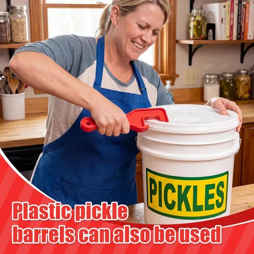 Vista 3 de Mudder Abridor de tapa de cubo de plástico de 4 piezas, 5 galones, abridor de cubos, llave de herramientas para uso industrial doméstico (rojo)