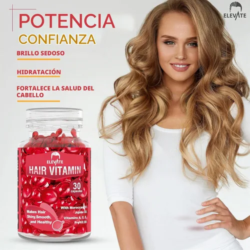 Vista 3 de Elevate Cápsulas de aceite de suero para tratamiento capilar, fórmula acondicionadora e hidratante con aceites de argán y jojoba, vitaminas A, C, E