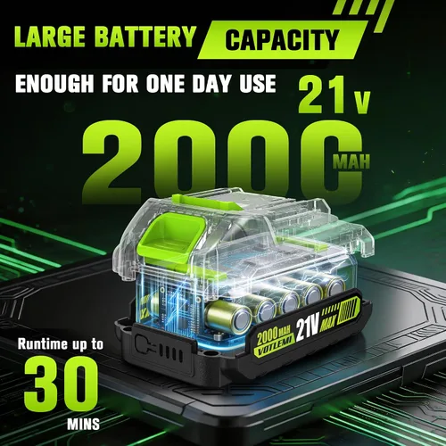 Vista 3 de Mini motosierra inalámbrica, motosierra eléctrica de 6 pulgadas con batería de 2000 mAh, motosierra de mano de 1000 W con engrasador automático