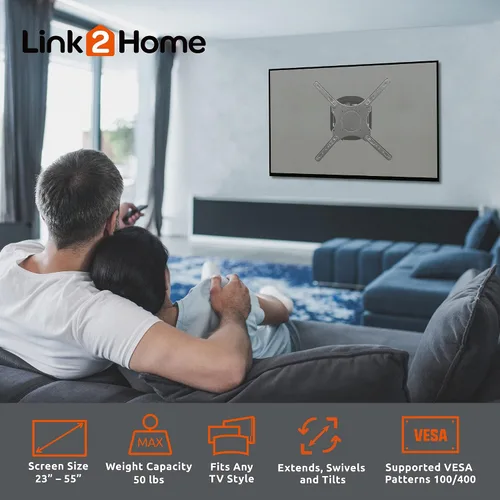Vista 2 de Link2Home Soporte de pared para TV de movimiento completo premium para televisores de hasta 55 pulgadas, soportes de montaje para televisores LED