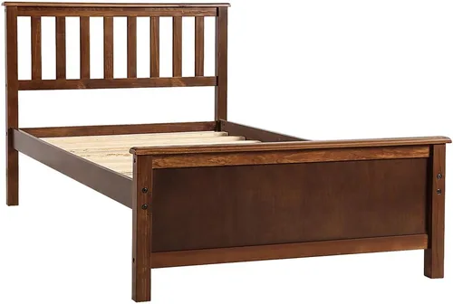 Vista 7 de Twin Bed, Premium Platform Bed Frame with Strong Wood Slat Support, Easy Assembly, No Box Spring Needed (Walnut)