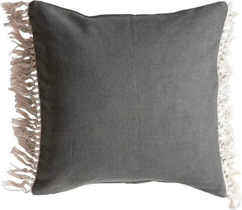 Vista 4 de Creative Co-Op Almohada de algodón suave con flecos, verde azulado