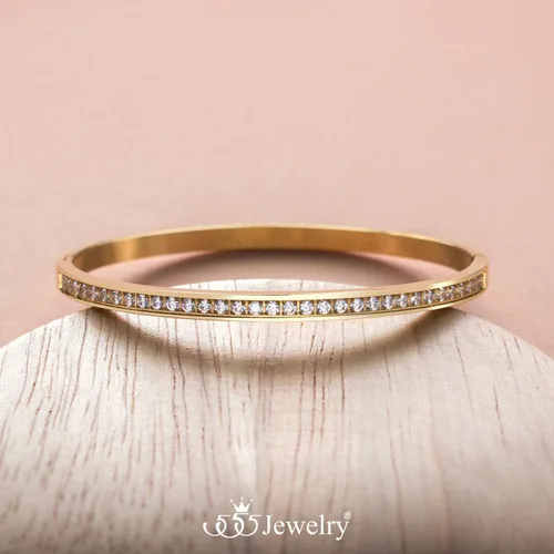 Vista 4 de 555Jewelry - Pulsera de acero inoxidable con cierre de bisagra para mujer