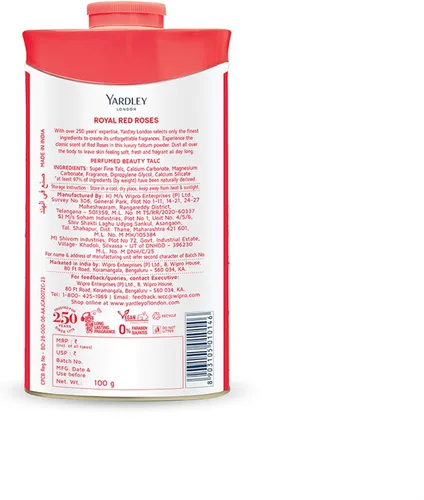 Vista 3 de Yardley Polvo desodorizante perfumado 100gm del talco del talco de Londres RED ROSE