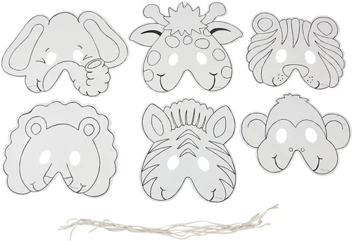 Vista 2 de Fun Express Colorea tus propias máscaras de animales de zoológico – 12 caras de animales, artes y manualidades, fiesta de safari en la selva, fiesta