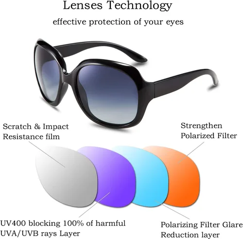 Vista 7 de FEISEDY Gafas de sol polarizadas de gran tamaño para mujer, lentes TAC B2434