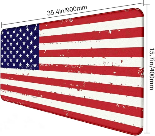 Vista 2 de Alfombrilla de ratón para juegos grande con bandera americana, alfombrilla XXL para laptop y teclado, decoración de escritorio de oficina de 35.4 x