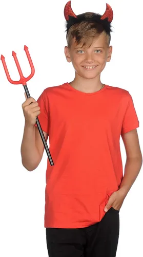 Vista 6 de Funcredible Devil Horns And Pitchfork - Devil Costume Accessories Set - Glitter Devil Ears Headband
