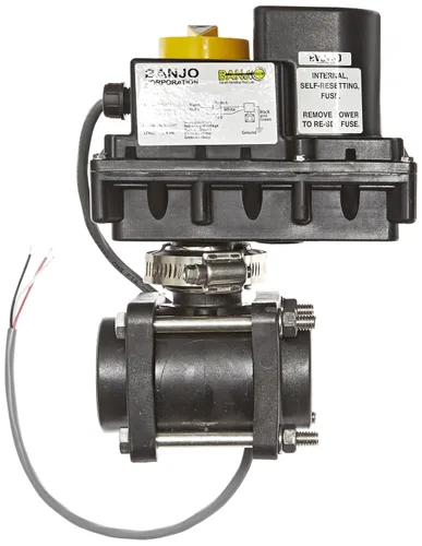 Vista 2 de Banjo EV100FP - Válvula de bola de polipropileno accionada electrónica, 12 VCC, puerto completo, 1 pulgada NPT hembra