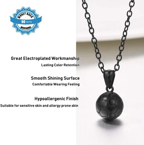Vista 6 de PROSTEEL Stainless SteelGold PlatedBlack Soccer Football Necklaces Pendant with Chain for Men Women Sport Fan Jewelry Gift Soccer Charm Necklace