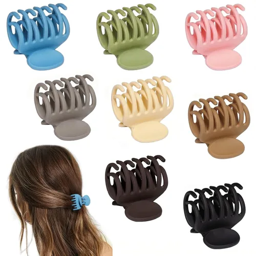 Vista 10 de 8 pinzas de garra para cabello fino para mujeres, pinzas de pelo medio mate de 1.6 pulgadas para cabello fino y grueso, agarre fuerte, pinzas
