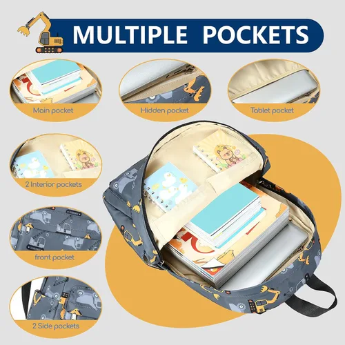 Vista 20 de CAMTOP - Conjunto de mochila y lonchera con estampados divertidos para niños de preescolar y primaria), Y0058-2