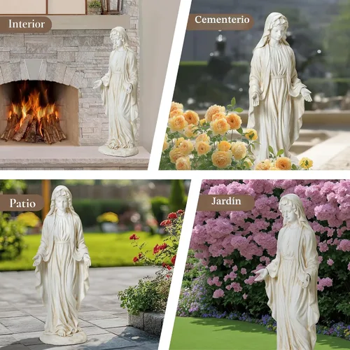 Vista 5 de LuxenHome - Estatua de Virgen María para exteriores, estatua religiosa de jardín de 30 pulgadas, estatua de la Santísima Madre al aire libre
