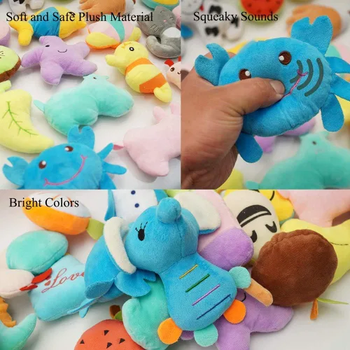 Vista 5 de HDMOTU Paquete de 26 juguetes chirriantes suaves para perros pequeños y medianos, juguetes chirriantes favoritos lindos y cómodos para cachorros