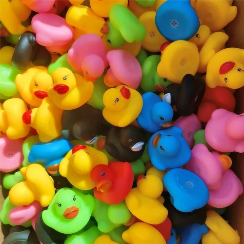 Vista 5 de Juego de mini pato de goma de gran tamaño, 10 piezas, flotador y chirriante, mini pato de goma, baño para bebé, ducha con sonido de pato, juguetes