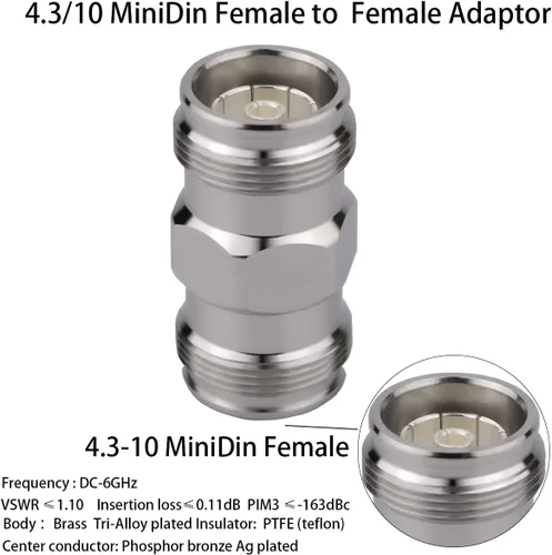 Vista 2 de Adaptador MiniDin hembra a hembra 4.3/10, 50 ohmios, 1 pieza