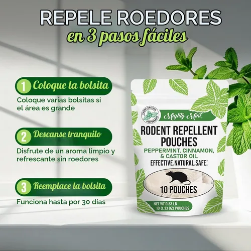 Vista 8 de Mighty Mint Bolsas repelentes de roedores con puntos de pegamento, 10