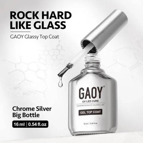 Vista 2 de GAOY Juego de 2 capas base y capa base de gel vidrioso de 0.6 fl oz, combinación de base para esmalte de uñas curado con luz UV Capa superior de gel