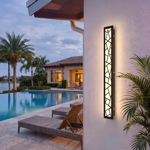 Vista 10 de Luces de Pared al Aire Libre 30cm Apliques de Pared Modernos LED Apliques de Pared Largos Luz de Porche Frontal Negra Impermeable Luz de Pared LED