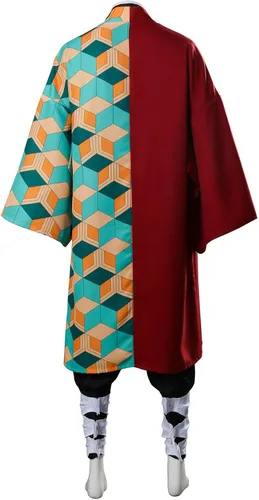 Vista 4 de Tomioka Giyuu - Disfraz de cosplay de anime Haori Kimetsu no Yaiba kimono conjunto para Halloween y fiesta de Navidad