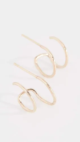 Vista 4 de Pendientes dobles de oro de 14 quilates para mujer