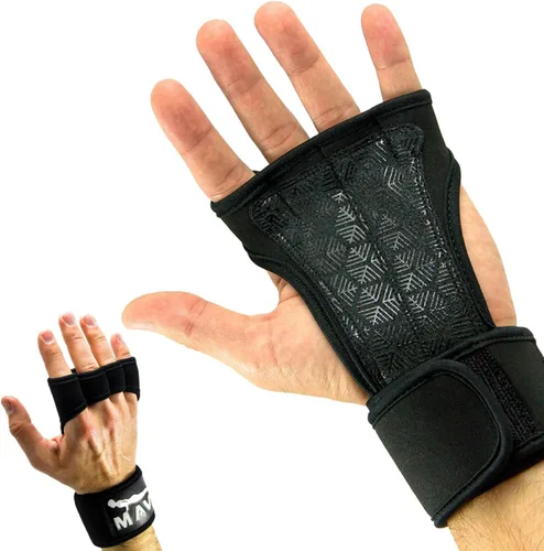 Vista 7 de Mava Sports Guantes de entrenamiento cruzado con soporte de muñeca para WOD, entrenamiento de gimnasio, levantamiento de pesas y fitness, acolchado