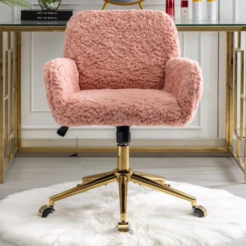 Vista 11 de LKTART Silla de escritorio de piel sintética para mujeres y niñas, silla decorativa moderna con ruedas rodantes, sillas tapizadas de maquillaje