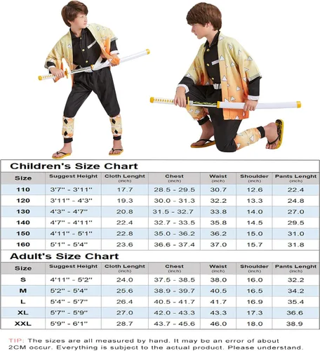 Vista 6 de Anime Zenitsu Cosplay Costume kimono Christmas Thanksgiving Day Cloak Outfit Halloween Dress Uniform for Boys Kids Adults
