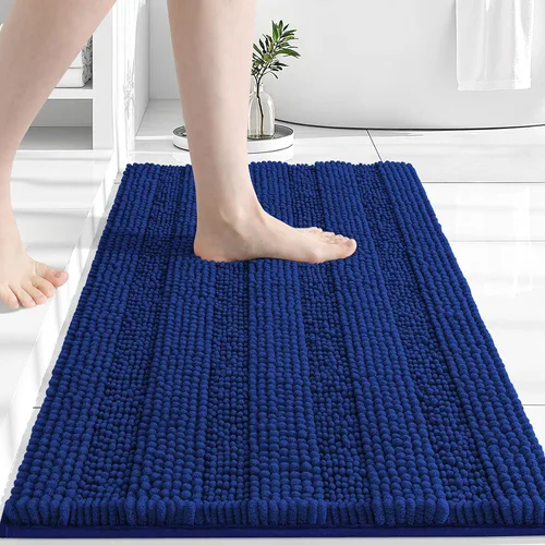 Vista 185 de Grandaily Alfombras de baño de felpilla a rayas de 24 x 16 pulgadas, extra gruesas y suaves, absorbentes, parte trasera de goma, alfombra de ducha