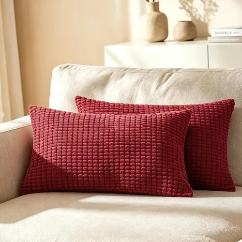 Vista 26 de CaliTime Fundas de Almohada Decorativas Paquete de 2 Cómodas de Pana Acanalada a Rayas Waffle Fundas de Cojines Decorativos para Sofá Cama