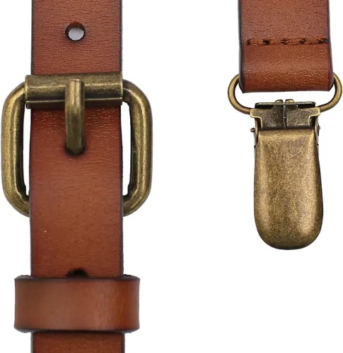 Vista 2 de Leather Suspenders For Men Y Back Design Adjustable Brown Genuine Leather Suspenders Personalized groomsmen gifts
