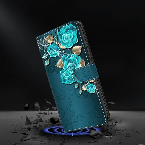 Vista 6 de Funda para Moto G 5G 2022, Moto G 5G 2022, funda protectora de piel sintética con tarjetero para Motorola Moto G 5G 2022 - Rosa azul