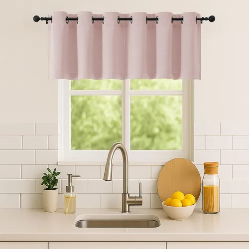 Vista 78 de Simplebrand Juego de 2 paneles de cenefa aguamarina para ventana de cocina de 14 pulgadas de largo, cortinas de oscurecimiento de habitación