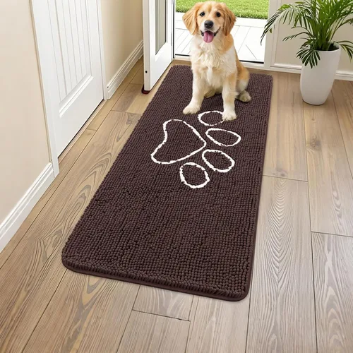 Vista 100 de Smiry Tapete para puerta de perro para patas fangosas, absorbente y Gris y negro