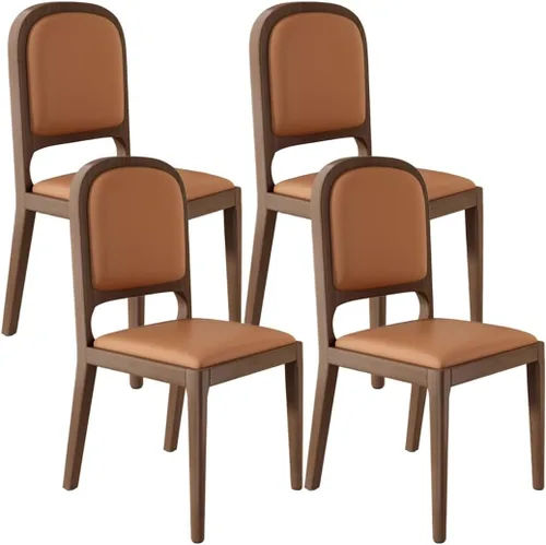 Vista 22 de YVYKFZD Sillas de comedor de madera maciza, juego de sillas de cocina sin brazos, silla de comedor tapizada de cuero, silla de sala de estar