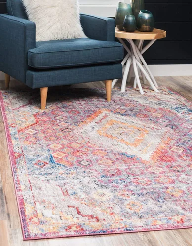Vista 11 de Unique Loom Brighton Collection - Alfombra vibrante con estampado tradicional, medallón, azul/beige, rectangular de 2 pies 2 pulgadas x 3 pies 1
