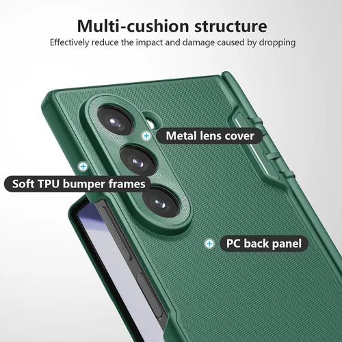 Vista 7 de Nillkin Funda para Samsung Galaxy Z Fold 6 con protector de pantalla, protección de bisagra, textura mate esmerilada (no magnética), diseño delgado