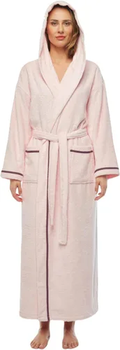 Vista 9 de Arus Bata de baño clásica con capucha para mujer, bata de algodón turco con opciones de longitud completa Negro