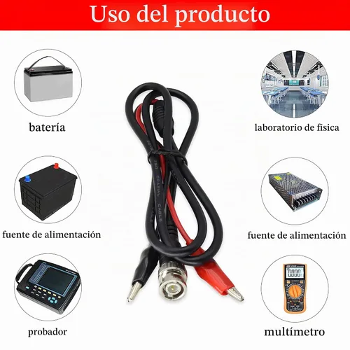 Vista 6 de Cable de prueba BNC a cocodrilo de 75 ohmios, clip de cocodrilo doble BNC, coaxial BNC macho Q9 a 2, clip de prueba de cocodrilo Leadfor
