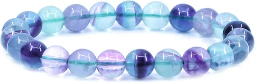 Vista 44 de Keleny Gem - Pulsera elástica de piedras semipreciosas con cuentas redondas de 8 mm, 7 pulgadas, unisex Ágata de encaje azul de grado A