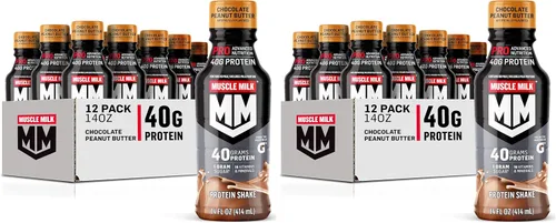 Vista 12 de Muscle Milk Pro Advanced Nutrition - Batido de proteínas, chocolate Knockout, botella de 14 onzas líquidas, paquete de 12, 1.41 onzas de proteína
