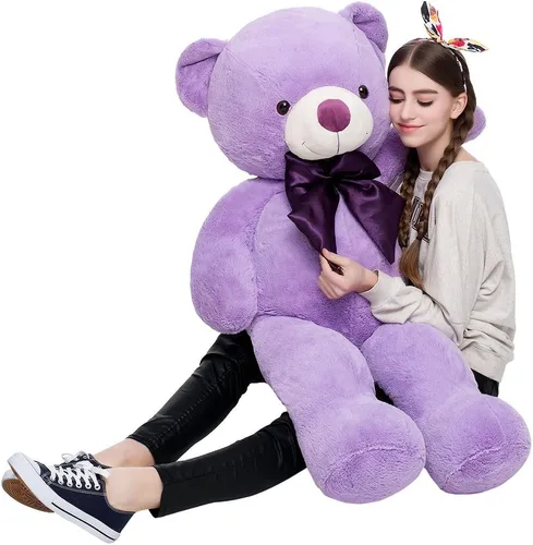 Vista 10 de MorisMos Oso de peluche gigante con corbata de 4 pies, 47 pulgadas, oso de peluche grande clásico, regalo para novia novio en cumpleaños, azul