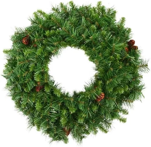 Vista 8 de Corona de pino Cheyenne de 24" Vickerman con 50 luces LED color blanco cálido, Clear Dura-lit Lights, 30
