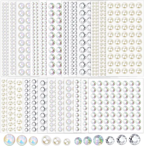 Vista 10 de 2800 piezas de 25 hojas autoadhesivas de joyas de diamantes de imitación, calcomanías de diamantes de imitación, gemas de diamantes de imitación