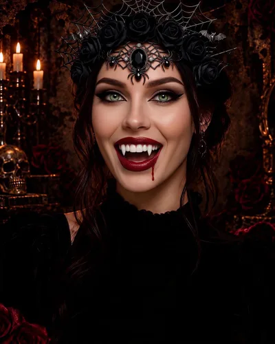 Vista 4 de Dientes de vampiro, colmillos de vampiro realistas para fiesta de Halloween Marfil suave