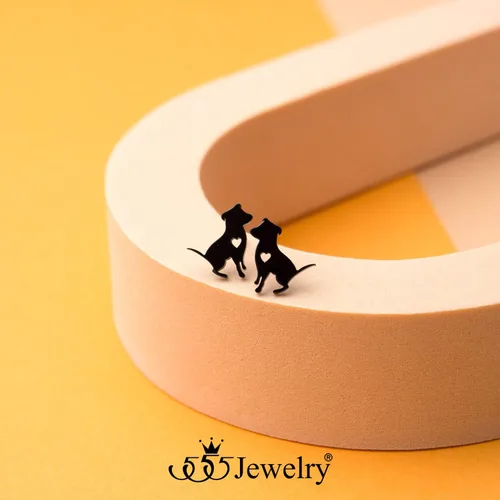 Vista 4 de 555Jewelry Aretes pequeños de acero inoxidable para perros pequeños y pequeños para mujeres y niñas